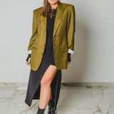 550 Giacca quadretti in lana verde con ricamo a mano Santa Subito Tg 46