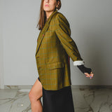 550 Giacca quadretti in lana verde con ricamo a mano Santa Subito Tg 46