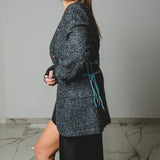 551 Giacca grigia in lana spessa con ricami e laccini tg 48