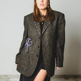 553 Giacca verdone in lana spessa con laccini e ricami  tg 50