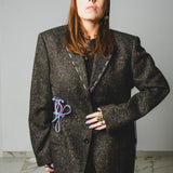 553 Giacca verdone in lana spessa con laccini e ricami  tg 50