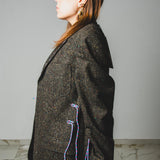 553 Giacca verdone in lana spessa con laccini e ricami  tg 50