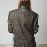 553 Giacca verdone in lana spessa con laccini e ricami  tg 50