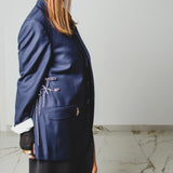 555 Giacca blu in lana con laccini e ricami a mano Rg 50