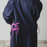 558 Giacca in panno di lana blu con laccini e ricami a mano Tg 50/52