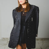 564 Giacca grigia gessata Burberrys in lana con applicazioni cucite a mano Tg 54