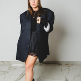 569 Giacca grigia in lana con ricamo di viso a mano Tg 56/58