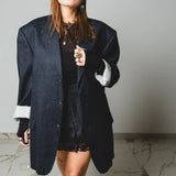 569 Giacca grigia in lana con ricamo di viso a mano Tg 56/58