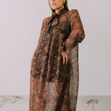 OPERA dress - Vestito sartoriale in chiffon accollato ampio maculato -