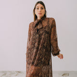OPERA dress - Vestito sartoriale in chiffon accollato ampio maculato -