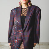 400 ARMANI double-breasted grey jacket with silver rhinestones in pure lightweight virgin wool with rhinestone illustration and colours - Size 50