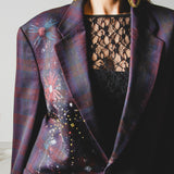 400 ARMANI double-breasted grey jacket with silver rhinestones in pure lightweight virgin wool with rhinestone illustration and colours - Size 50