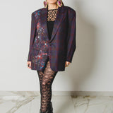 400 ARMANI double-breasted grey jacket with silver rhinestones in pure lightweight virgin wool with rhinestone illustration and colours - Size 50