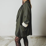 576 Giacca Vintage verde principe di Galles in cashmere - Zegna - Tg 54 con illustrazione dipinta con strass