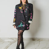 400 ARMANI double-breasted grey jacket with silver rhinestones in pure lightweight virgin wool with rhinestone illustration and colours - Size 50