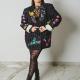 400 ARMANI double-breasted grey jacket with silver rhinestones in pure lightweight virgin wool with rhinestone illustration and colours - Size 50