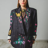 400 ARMANI double-breasted grey jacket with silver rhinestones in pure lightweight virgin wool with rhinestone illustration and colours - Size 50