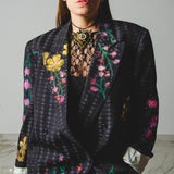 400 ARMANI double-breasted grey jacket with silver rhinestones in pure lightweight virgin wool with rhinestone illustration and colours - Size 50