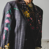 400 ARMANI double-breasted grey jacket with silver rhinestones in pure lightweight virgin wool with rhinestone illustration and colours - Size 50