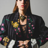 400 ARMANI double-breasted grey jacket with silver rhinestones in pure lightweight virgin wool with rhinestone illustration and colours - Size 50