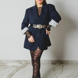 400 ARMANI double-breasted grey jacket with silver rhinestones in pure lightweight virgin wool with rhinestone illustration and colours - Size 50