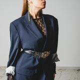 400 ARMANI double-breasted grey jacket with silver rhinestones in pure lightweight virgin wool with rhinestone illustration and colours - Size 50