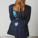 400 ARMANI double-breasted grey jacket with silver rhinestones in pure lightweight virgin wool with rhinestone illustration and colours - Size 50