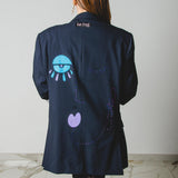 400 ARMANI double-breasted grey jacket with silver rhinestones in pure lightweight virgin wool with rhinestone illustration and colours - Size 50