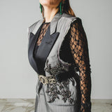 400 ARMANI double-breasted grey jacket with silver rhinestones in pure lightweight virgin wool with rhinestone illustration and colours - Size 50