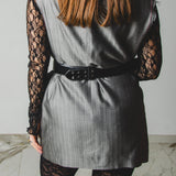 400 ARMANI double-breasted grey jacket with silver rhinestones in pure lightweight virgin wool with rhinestone illustration and colours - Size 50