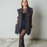 400 ARMANI double-breasted grey jacket with silver rhinestones in pure lightweight virgin wool with rhinestone illustration and colours - Size 50