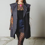 400 ARMANI double-breasted grey jacket with silver rhinestones in pure lightweight virgin wool with rhinestone illustration and colours - Size 50