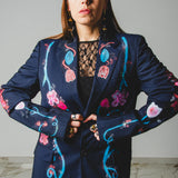 400 ARMANI double-breasted grey jacket with silver rhinestones in pure lightweight virgin wool with rhinestone illustration and colours - Size 50