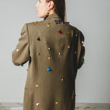 400 ARMANI double-breasted grey jacket with silver rhinestones in pure lightweight virgin wool with rhinestone illustration and colours - Size 50