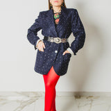 400 ARMANI double-breasted grey jacket with silver rhinestones in pure lightweight virgin wool with rhinestone illustration and colours - Size 50