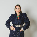 400 ARMANI double-breasted grey jacket with silver rhinestones in pure lightweight virgin wool with rhinestone illustration and colours - Size 50