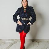 400 ARMANI double-breasted grey jacket with silver rhinestones in pure lightweight virgin wool with rhinestone illustration and colours - Size 50