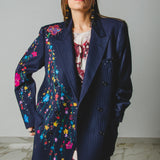 400 ARMANI double-breasted grey jacket with silver rhinestones in pure lightweight virgin wool with rhinestone illustration and colours - Size 50