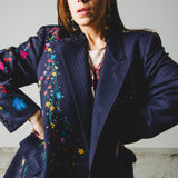 400 ARMANI double-breasted grey jacket with silver rhinestones in pure lightweight virgin wool with rhinestone illustration and colours - Size 50