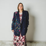 400 ARMANI double-breasted grey jacket with silver rhinestones in pure lightweight virgin wool with rhinestone illustration and colours - Size 50