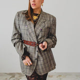 400 ARMANI double-breasted grey jacket with silver rhinestones in pure lightweight virgin wool with rhinestone illustration and colours - Size 50