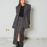 FUCHSIA JACQUARD BOMBER STYLE JACKET - REVERSIBLE IN BLACK VELVET FABRIC - CONTRASTING POCKETS