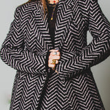 FUCHSIA JACQUARD BOMBER STYLE JACKET - REVERSIBLE IN BLACK VELVET FABRIC - CONTRASTING POCKETS