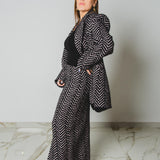 FUCHSIA JACQUARD BOMBER STYLE JACKET - REVERSIBLE IN BLACK VELVET FABRIC - CONTRASTING POCKETS