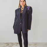 400 ARMANI double-breasted grey jacket with silver rhinestones in pure lightweight virgin wool with rhinestone illustration and colours - Size 50