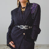 400 ARMANI double-breasted grey jacket with silver rhinestones in pure lightweight virgin wool with rhinestone illustration and colours - Size 50