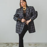 601 - Giacca Vintage Maschile HUGO BOSS a Quadri in Pura Seta con Ricamo “CIAO AMORE” 3D – Tg 54 – Pezzo Unico