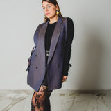 400 ARMANI double-breasted grey jacket with silver rhinestones in pure lightweight virgin wool with rhinestone illustration and colours - Size 50