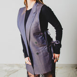 400 ARMANI double-breasted grey jacket with silver rhinestones in pure lightweight virgin wool with rhinestone illustration and colours - Size 50