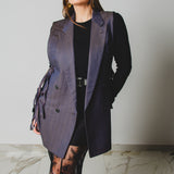 400 ARMANI double-breasted grey jacket with silver rhinestones in pure lightweight virgin wool with rhinestone illustration and colours - Size 50